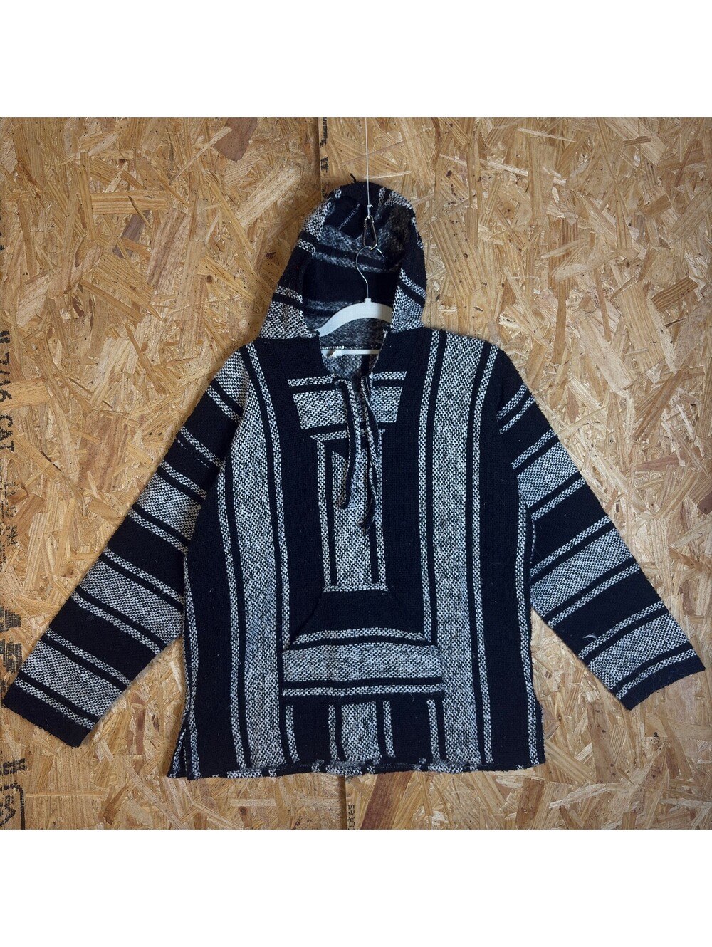 Black Gray Striped Baja Hoodie